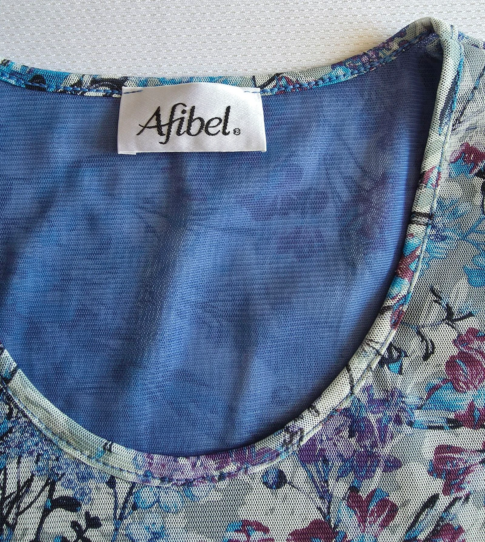 T-shirt en tulle doublé bleu floral Afibel 42 44 XL XXL haut imprimé fleurs – photo 6